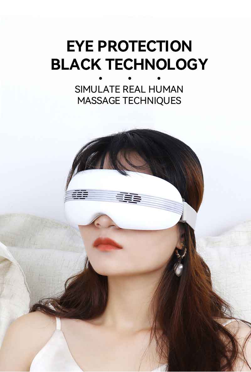 Simulated human touch eye massage, promoting relaxation and tension relief
