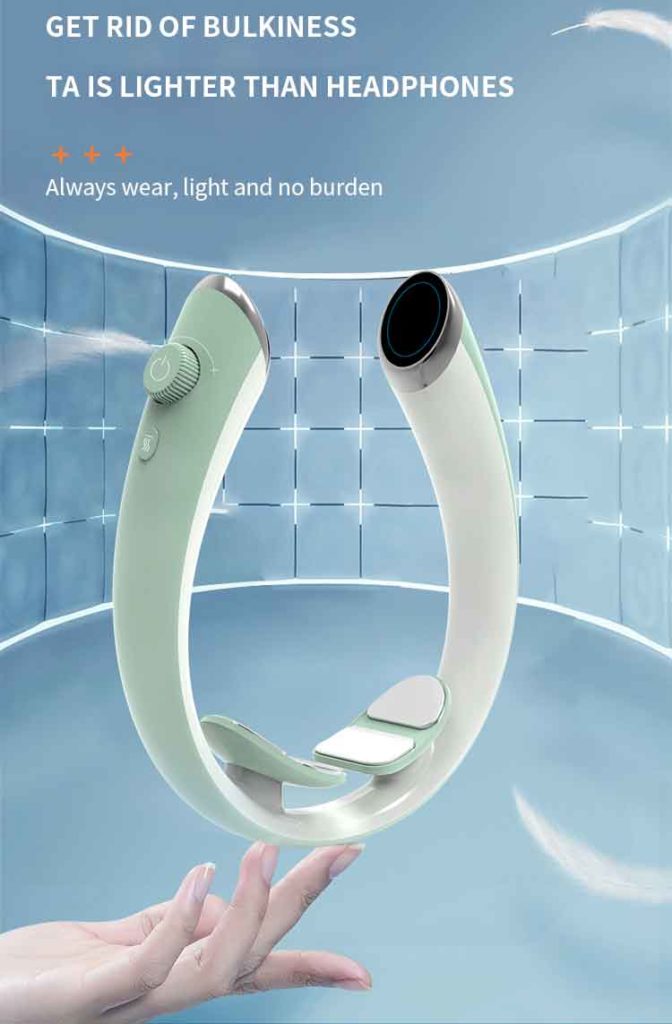 Image of a lightweight neck guard massage device, combining comfort and innovation for a soothing and effective experience.