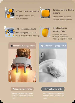 Massage pillow showcasing its advantages, including key benefits and standout features.