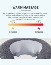 Neck massage device with heating function, offering soothing warmth for muscle relaxation and comfort.